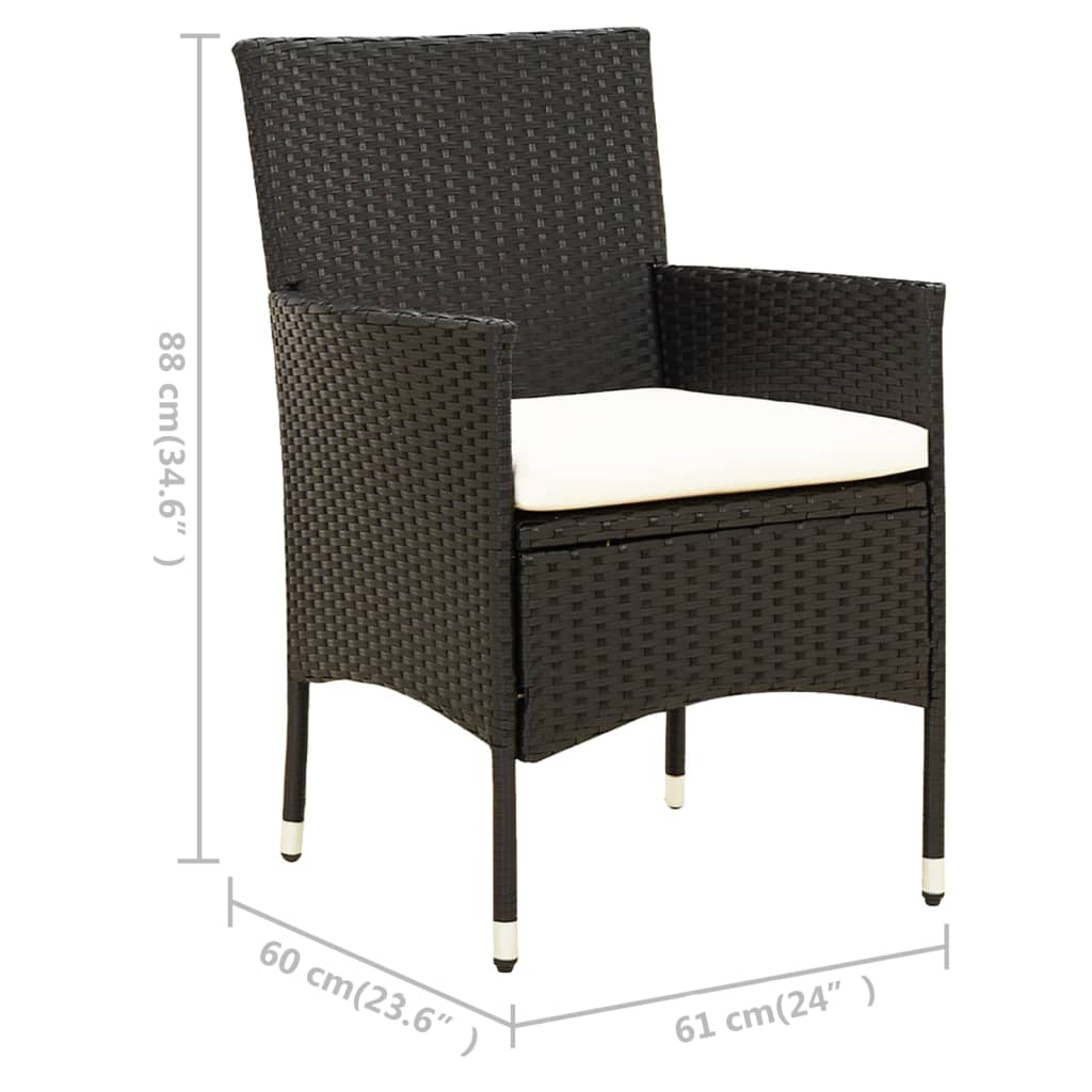 Σετ Τραπεζαρίας Εξ. Χώρου 9 τεμ. Μαύρο Συνθ. Ρατάν με Μαξιλάρια