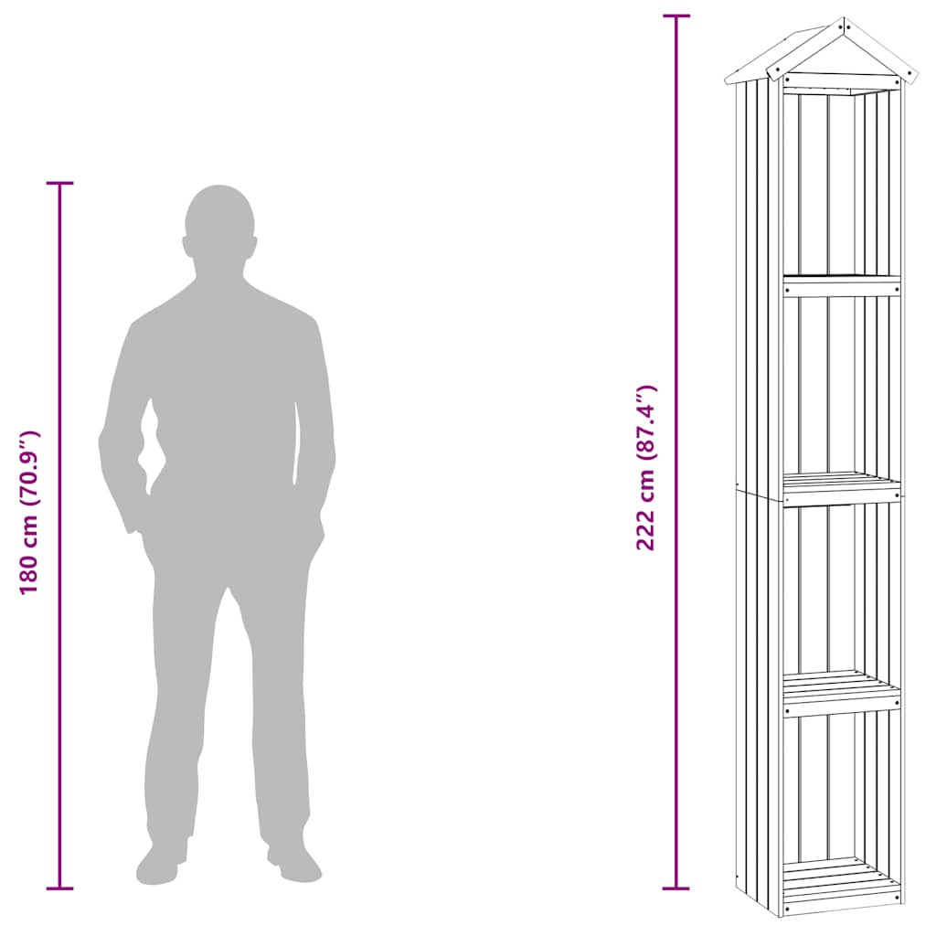 Αποθήκη Εργαλείων Κήπου 40x33x222 εκ. Εμποτισμένο Ξύλο Πεύκου
