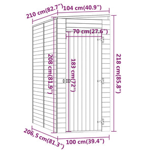 Αποθήκη Κήπου 100x210x218 εκ. από Εμποτισμένο Ξύλο Πεύκου