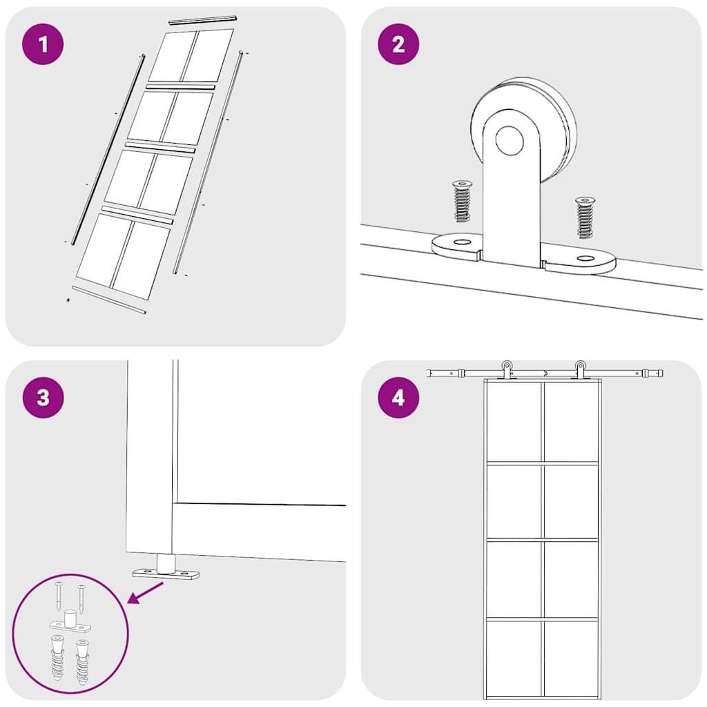 Συρόμενη Πόρτα Μαύρη 76 x 205 εκ. από Γυαλί ESG και Αλουμίνιο - PAKOBAZAAR