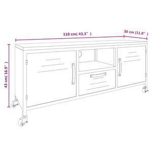 Έπιπλο Τηλεόρασης Μαύρο 110x30x43 εκ. Σίδηρος&Μασίφ Ξύλο Ελάτης