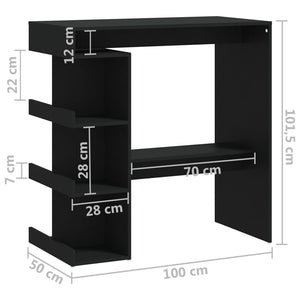 Τραπέζι Μπαρ με Ράφια Μαύρο 100x50x101,5 εκ. Επεξ. Ξύλο - Pakobazaar