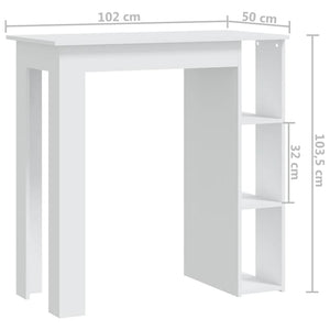 Τραπέζι Μπαρ με Ράφια Λευκό 102 x 50 x 103,5 εκ.από Επεξ. Ξύλο - Pakobazaar