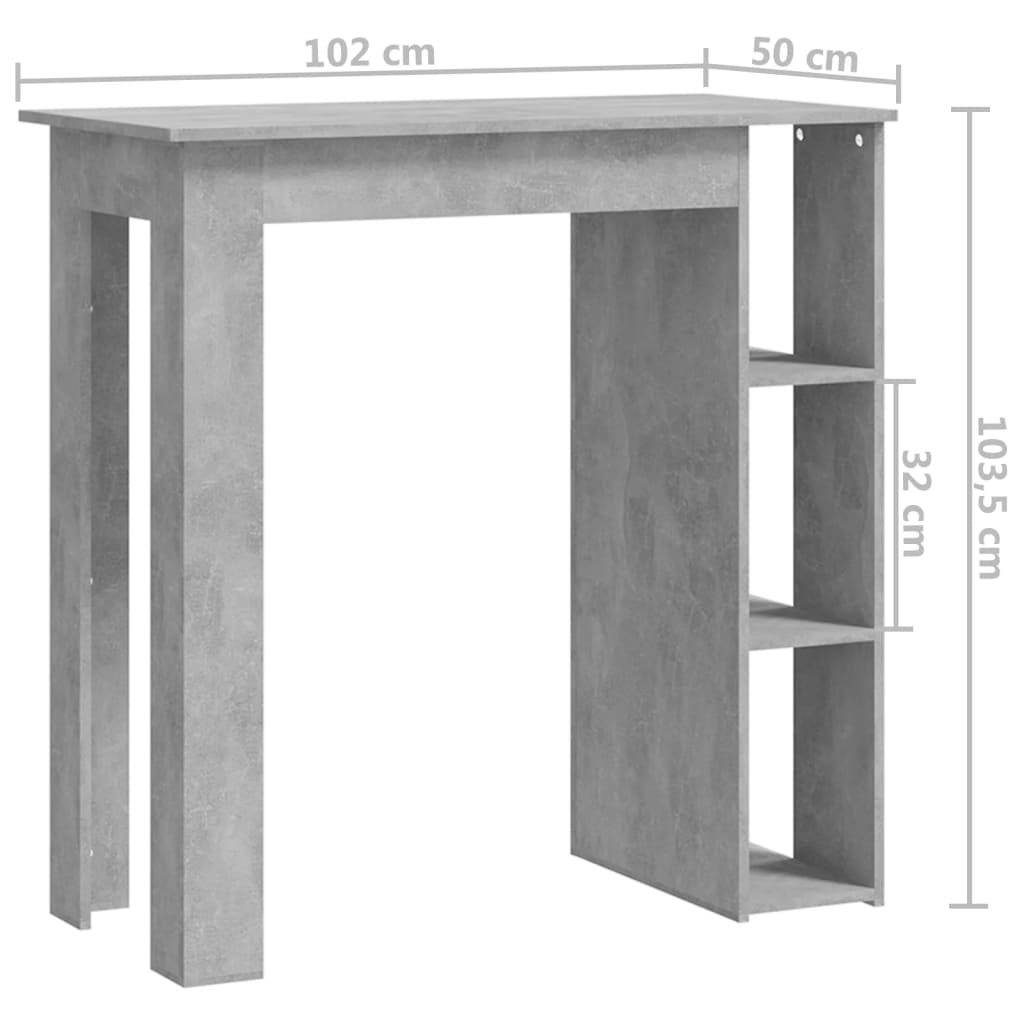 Τραπέζι Κονσόλα με Ράφι Γκρι Σκυρ 102x50x103,5εκ. Επεξεργ. Ξύλο - Pakobazaar