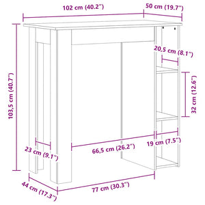 Τραπέζι Κονσόλα με Ράφι Γυαλ. Λευκό 102x50x103,5εκ. Επεξ. Ξύλο