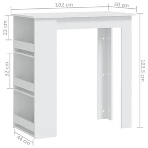 Τραπέζι Μπαρ με Ράφια Λευκό 102 x 50 x 103,5 εκ.από Επεξ. Ξύλο - Pakobazaar
