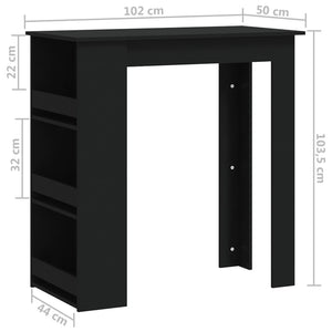 Τραπέζι Μπαρ με Ράφια Μαύρο 102x50x103,5 εκ. Επεξ. Ξύλο - Pakobazaar