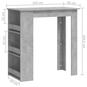 Τραπέζι Μπαρ με Ράφια Γκρι Σκυροδ. 102x50x103,5 εκ. Επεξ. Ξύλο