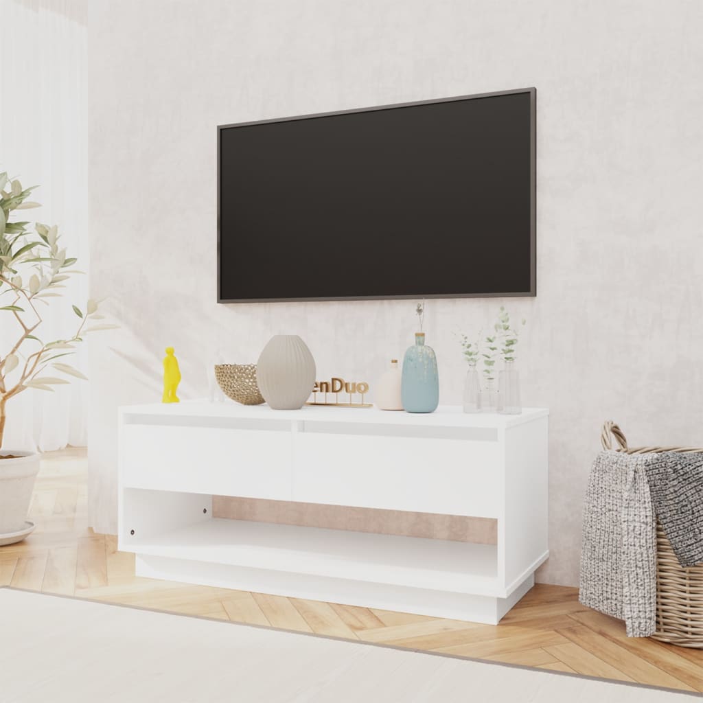 Έπιπλο Τηλεόρασης Λευκό 102 x 41 x 44 εκ. από Επεξ. Ξύλο