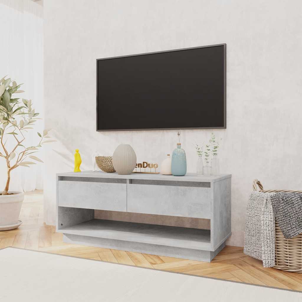 Έπιπλο Τηλεόρασης Γκρι Σκυροδέματος 102x41x44 εκ. Επεξ. Ξύλο