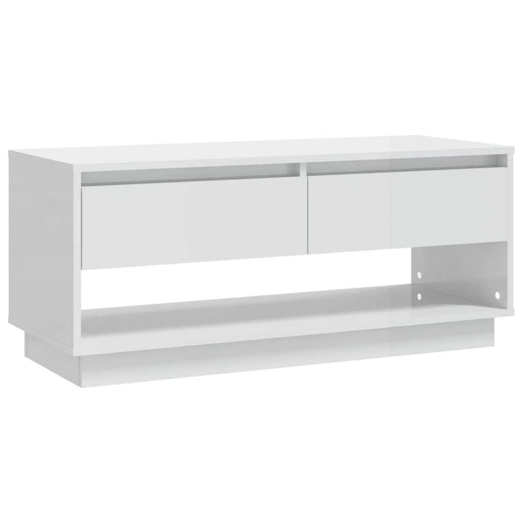 Έπιπλο Τηλεόρασης Γυαλ. Λευκό 102x41x44 εκ. Επεξεργασμένο Ξύλο