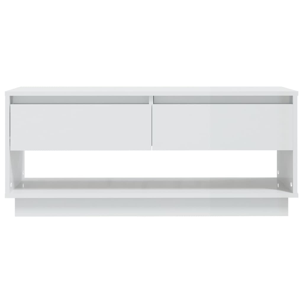 Έπιπλο Τηλεόρασης Γυαλ. Λευκό 102x41x44 εκ. Επεξεργασμένο Ξύλο