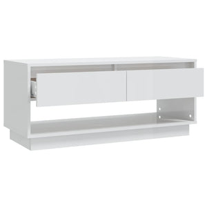 Έπιπλο Τηλεόρασης Γυαλ. Λευκό 102x41x44 εκ. Επεξεργασμένο Ξύλο