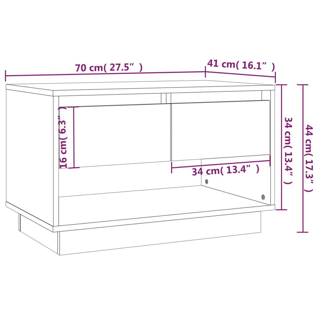 Έπιπλο Τηλεόρασης Μαύρο 70x41x44 εκ. Επεξεργασμένο Ξύλο