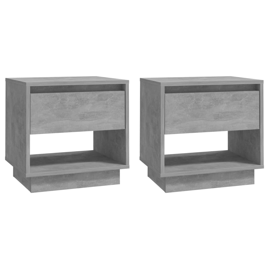 Κομοδίνα 2 τεμ. Γκρι Σκυροδέματος 45 x 34 x 44εκ. Επεξεργ. Ξύλο