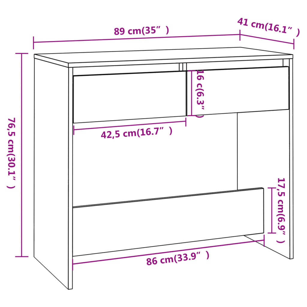 Τραπέζι Κονσόλα Sonoma Δρυς 89x41x76,5 εκ. Επεξεργασμένο Ξύλο