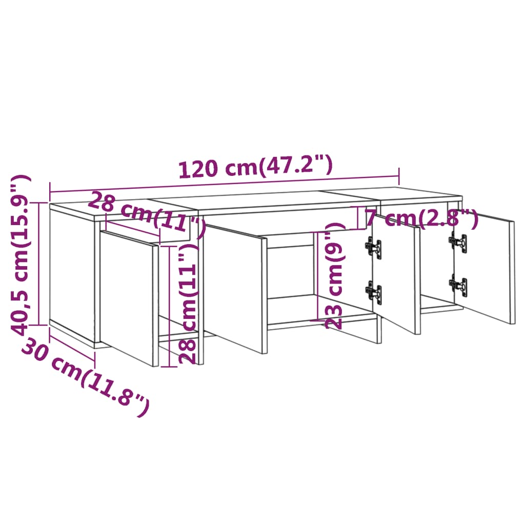 Έπιπλο Τηλεόρασης Γκρι Σκυροδέματος 120x30x40,5 εκ. Επεξ. Ξύλο - Pakobazaar