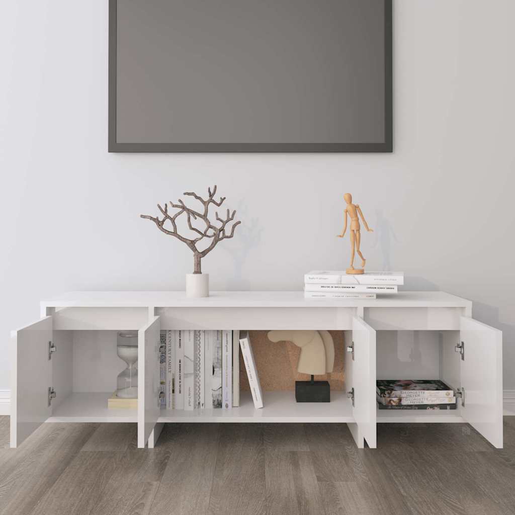 Έπιπλο Τηλεόρασης Γυαλ. Λευκό 120x30x40,5 εκ. Επεξ. Ξύλο