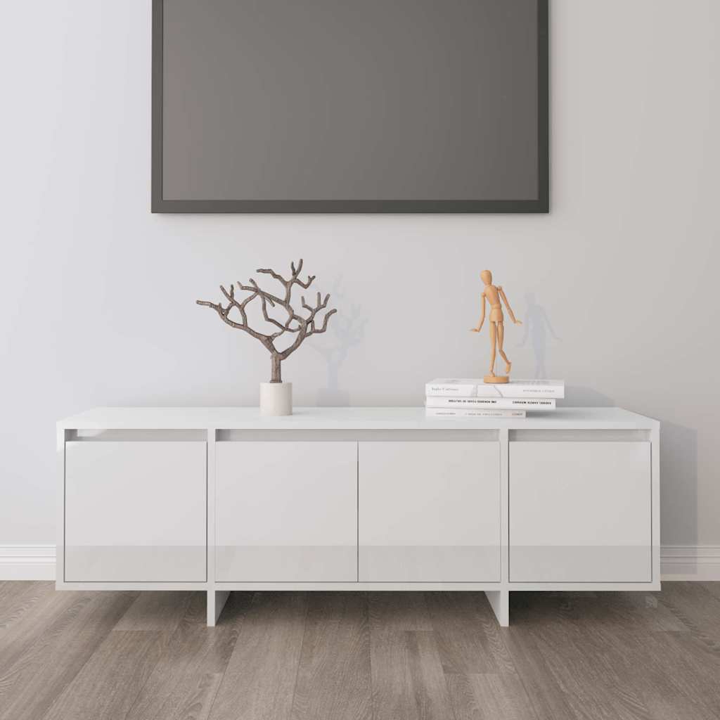 Έπιπλο Τηλεόρασης Γυαλ. Λευκό 120x30x40,5 εκ. Επεξ. Ξύλο