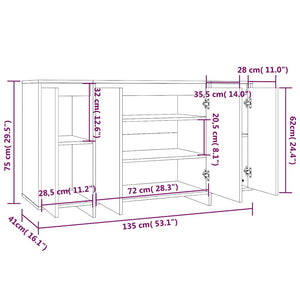 Ντουλάπι Μαύρο 135x41x75 εκ. Επεξεργασμένο Ξύλο