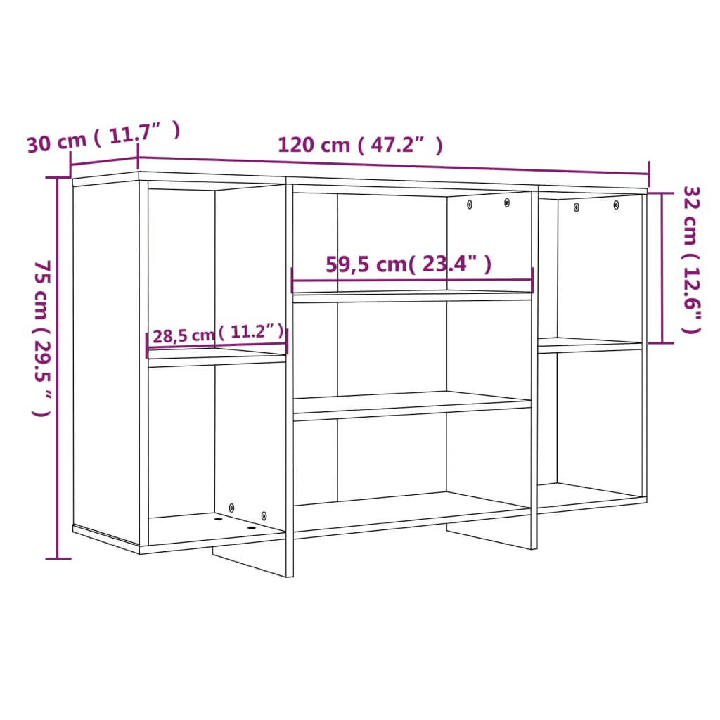 Μπουφές Μαύρος 120 x 30 x 75 εκ. από Μοριοσανίδα