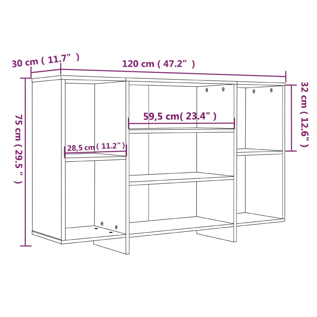 Μπουφές Γυαλιστερός Λευκός 120 x 30 x 75 εκ. από Επεξ. Ξύλο