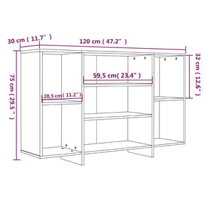 Μπουφές Γυαλιστερός Λευκός 120 x 30 x 75 εκ. από Επεξ. Ξύλο