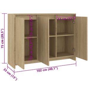 Μπουφές Sonoma Δρυς 102x33x75 εκ. Επεξεργασμένο Ξύλο
