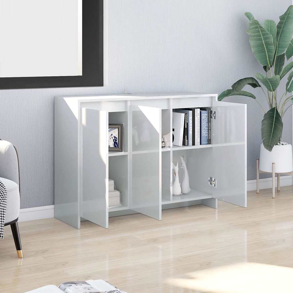 Ντουλάπι Γυαλιστερό Λευκό 102x33x75 εκ. Επεξεργασμένο Ξύλο