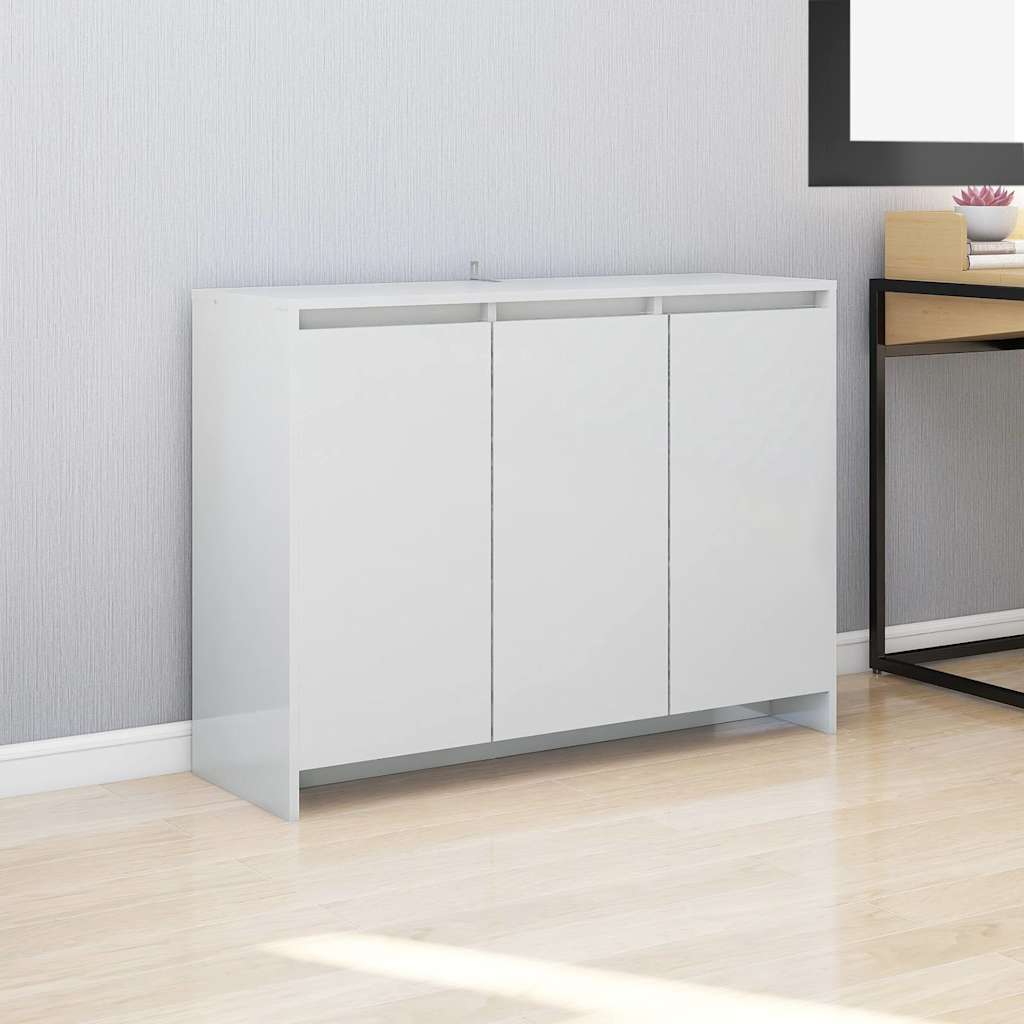 Ντουλάπι Γυαλιστερό Λευκό 102x33x75 εκ. Επεξεργασμένο Ξύλο