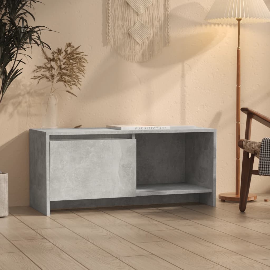 Έπιπλο Τηλεόρασης Γκρι Σκυροδέματος 90x35x40 εκ. Επεξ. Ξύλο