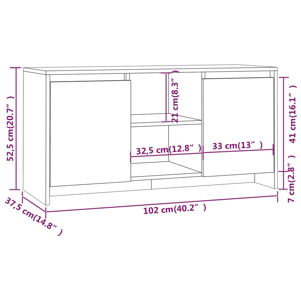 Έπιπλο Τηλεόρασης Sonoma Δρυς 102x37,5x52,5 εκ. Επεξεργ. Ξύλο