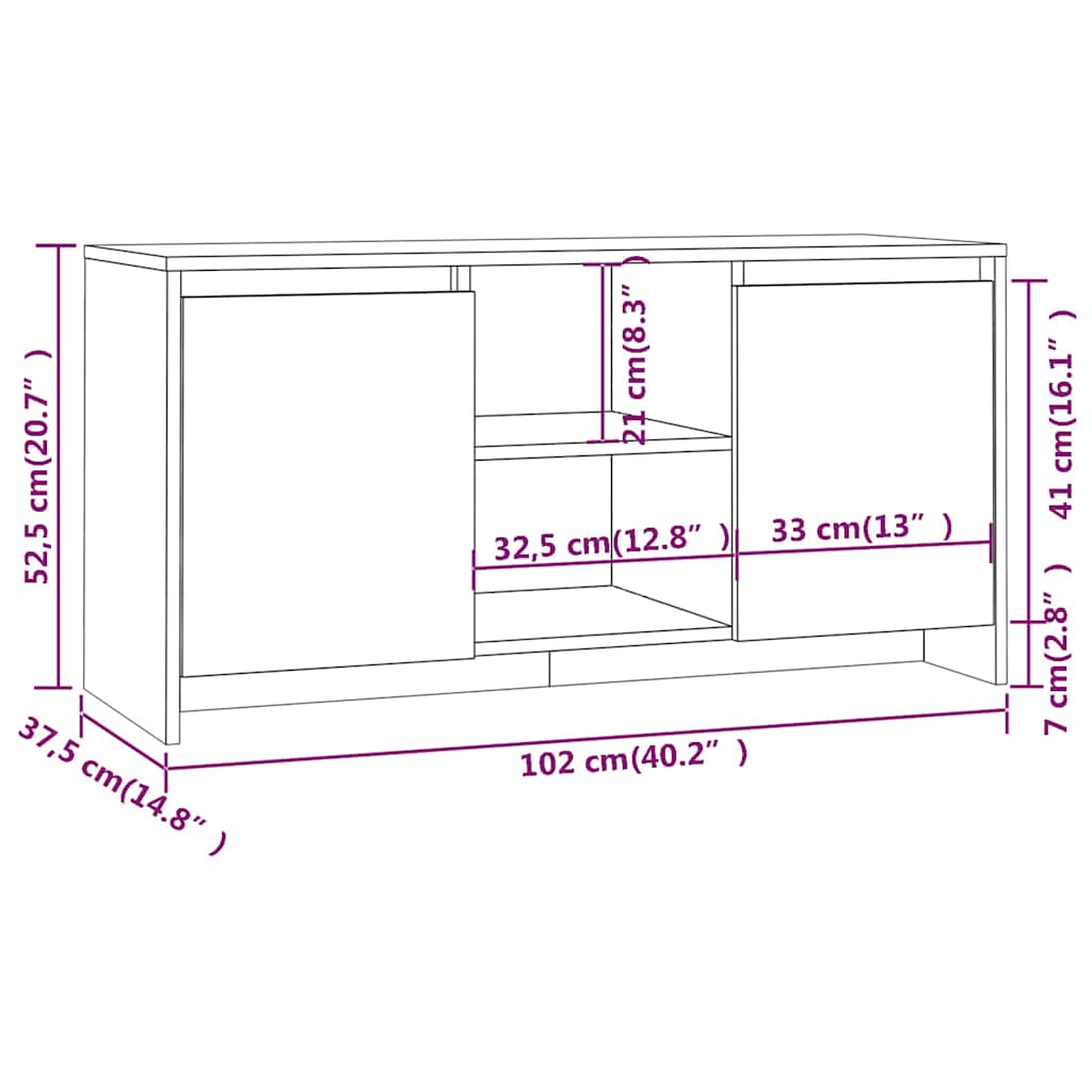 Έπιπλο Τηλεόρασης Γυαλ. Λευκό 102x37,5x52,5 εκ. από Μοριοσανίδα
