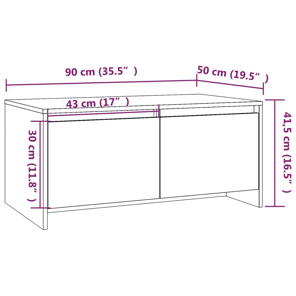 Τραπεζάκι Σαλονιού Μαύρο 90x50x41,5 εκ. Επεξεργασμένο Ξύλο
