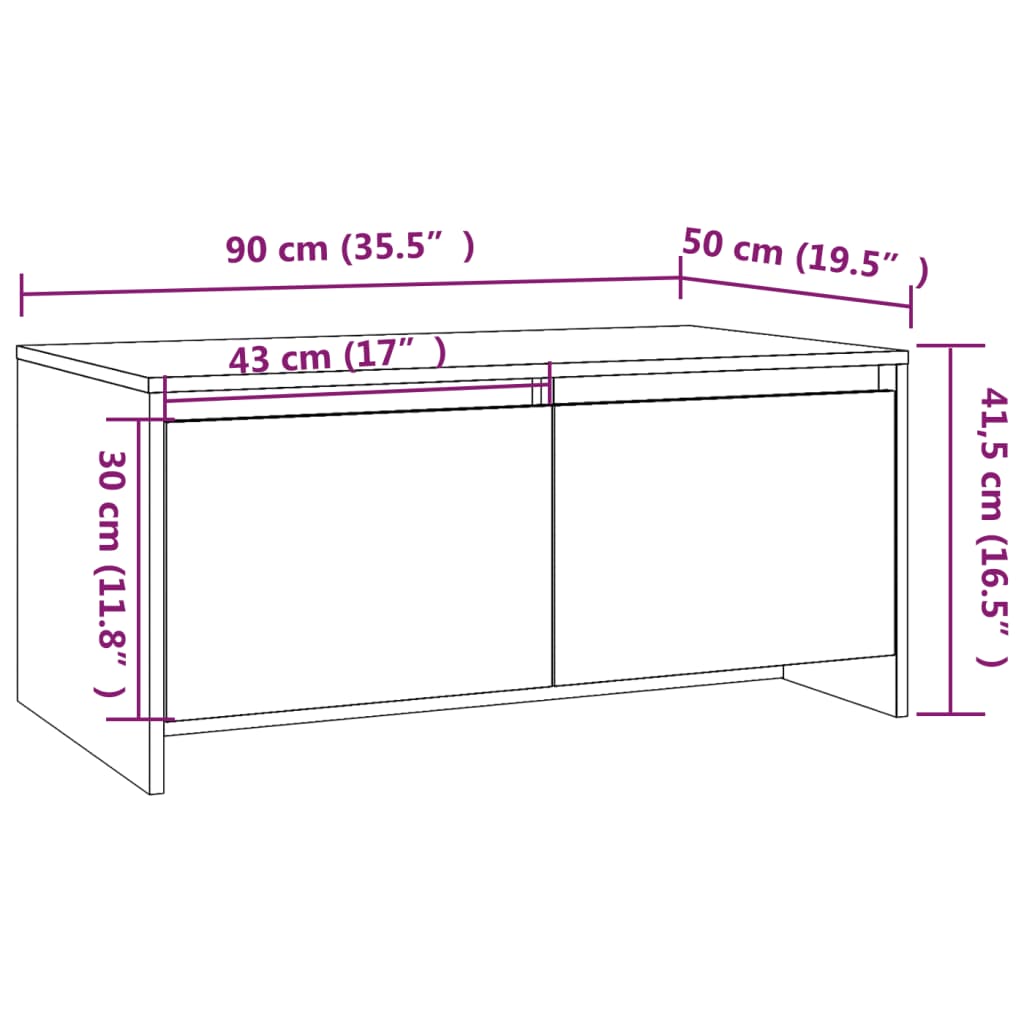 Τραπεζάκι Σαλονιού Γκρι Σκυρ. 90x50x41,5 εκ. Επεξεργασμένο Ξύλο