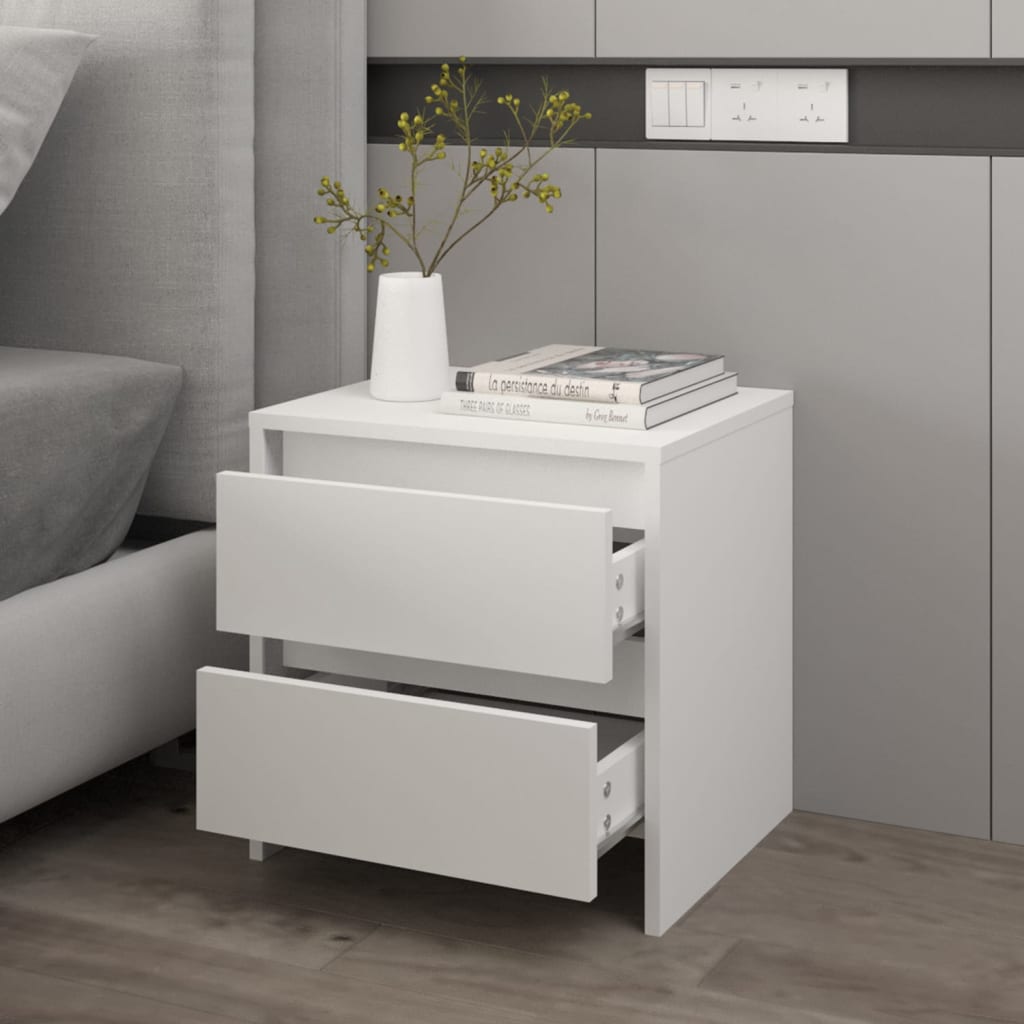 Κομοδίνο Λευκό 45 x 34,5 x 44,5 εκ. από Μοριοσανίδα - Pakobazaar