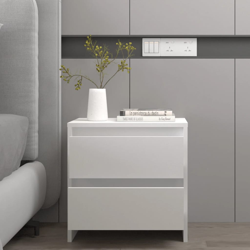 Κομοδίνο Λευκό 45 x 34,5 x 44,5 εκ. από Μοριοσανίδα - Pakobazaar