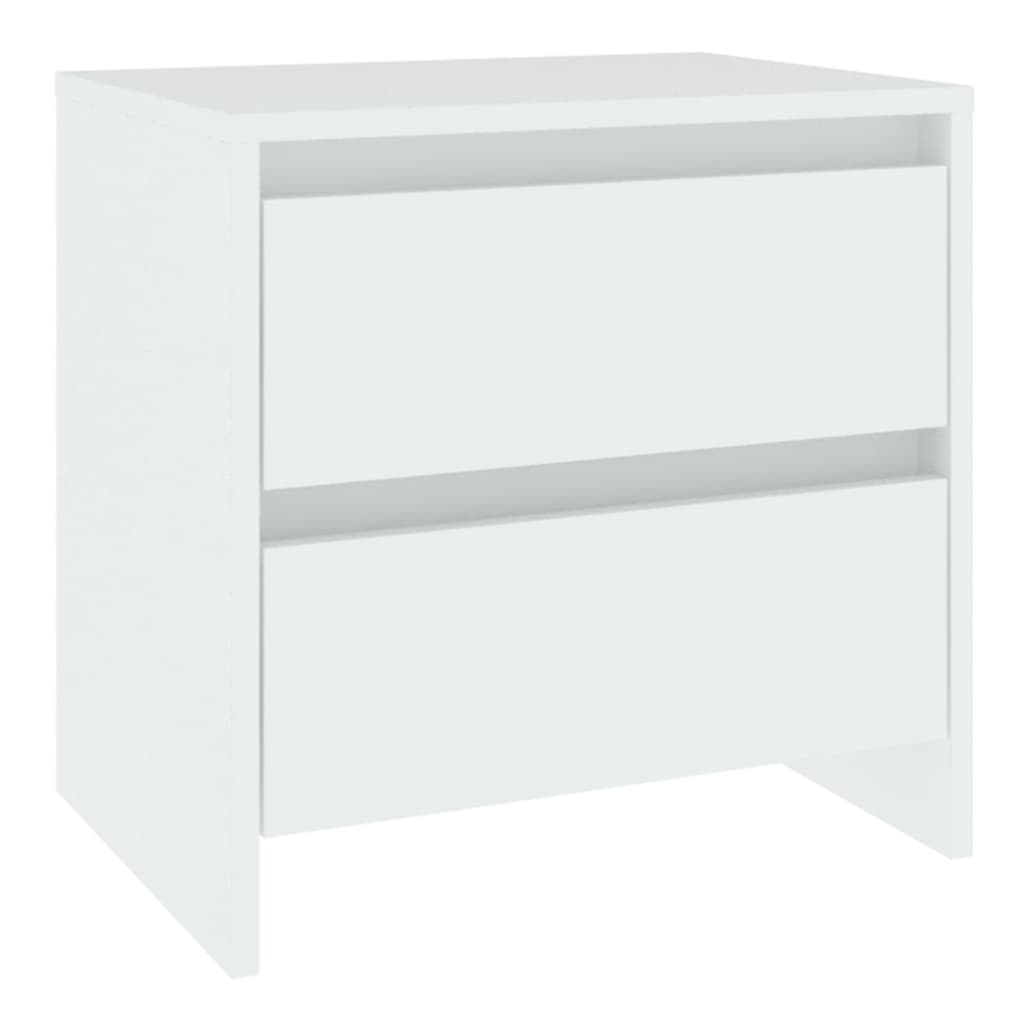 Κομοδίνα 2 τεμ. Λευκά 45 x 34,5 x 44,5 εκ. από Επεξ. Ξύλο
