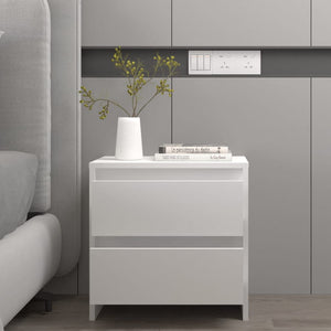 Κομοδίνα 2 τεμ. Λευκά 45 x 34,5 x 44,5 εκ. από Επεξ. Ξύλο