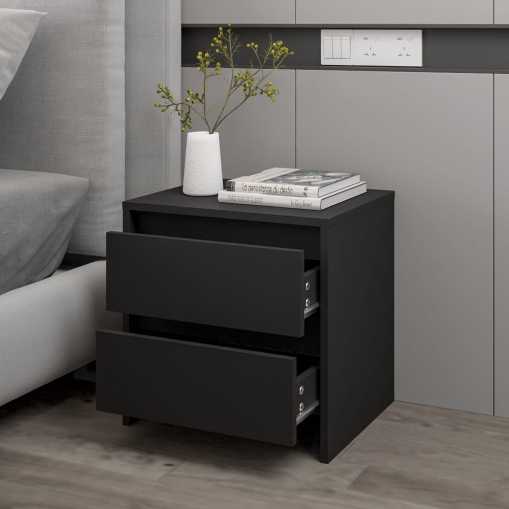 Κομοδίνο Μαύρο 45 x 34,5 x 44,5 εκ. από Μοριοσανίδα
