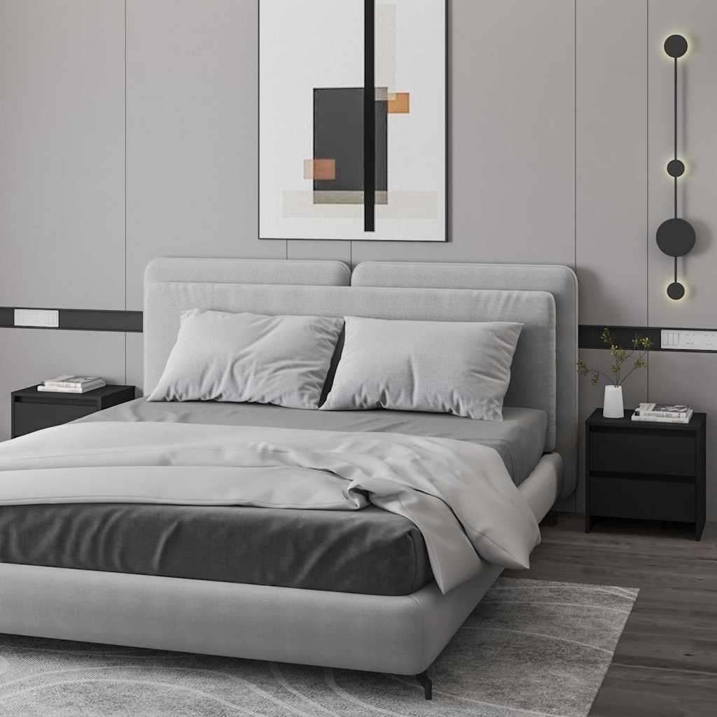 Κομοδίνα 2 τεμ. Μαύρα 45 x 34,5 x 44,5 εκ. από Μοριοσανίδα