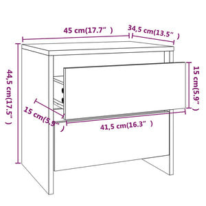 Κομοδίνα 2 τεμ. Γκρι Σκυρ. 45x34,5x44,5 εκ. Επεξεργασμένο Ξύλο