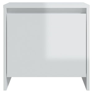Κομοδίνο Γυαλιστερό Λευκό 45 x 34 x 44,5 εκ. Επεξεργασμένο Ξύλο