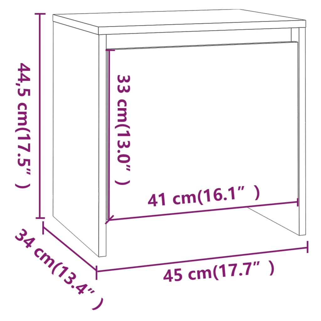 Κομοδίνο Γυαλιστερό Λευκό 45 x 34 x 44,5 εκ. Επεξεργασμένο Ξύλο