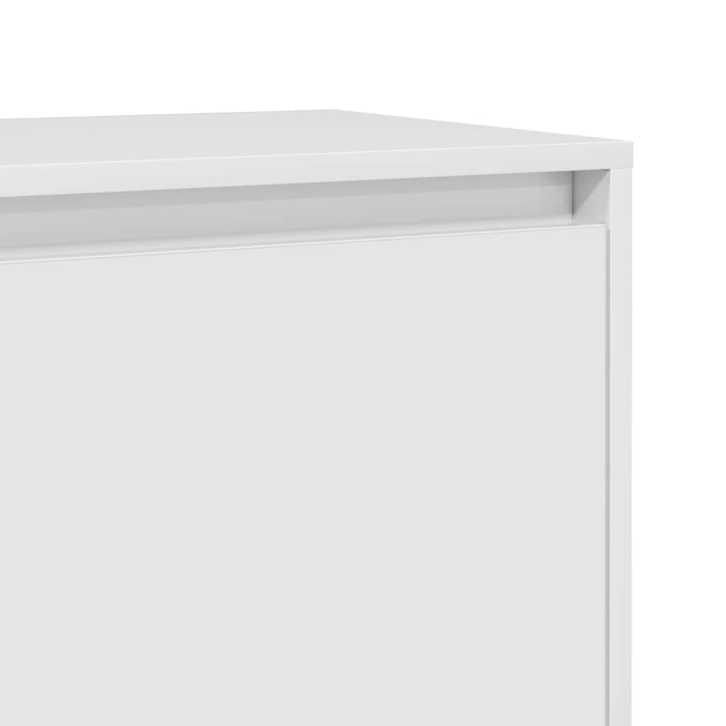 Κομοδίνο Γυαλιστερό Λευκό 45 x 34 x 44,5 εκ. Επεξεργασμένο Ξύλο