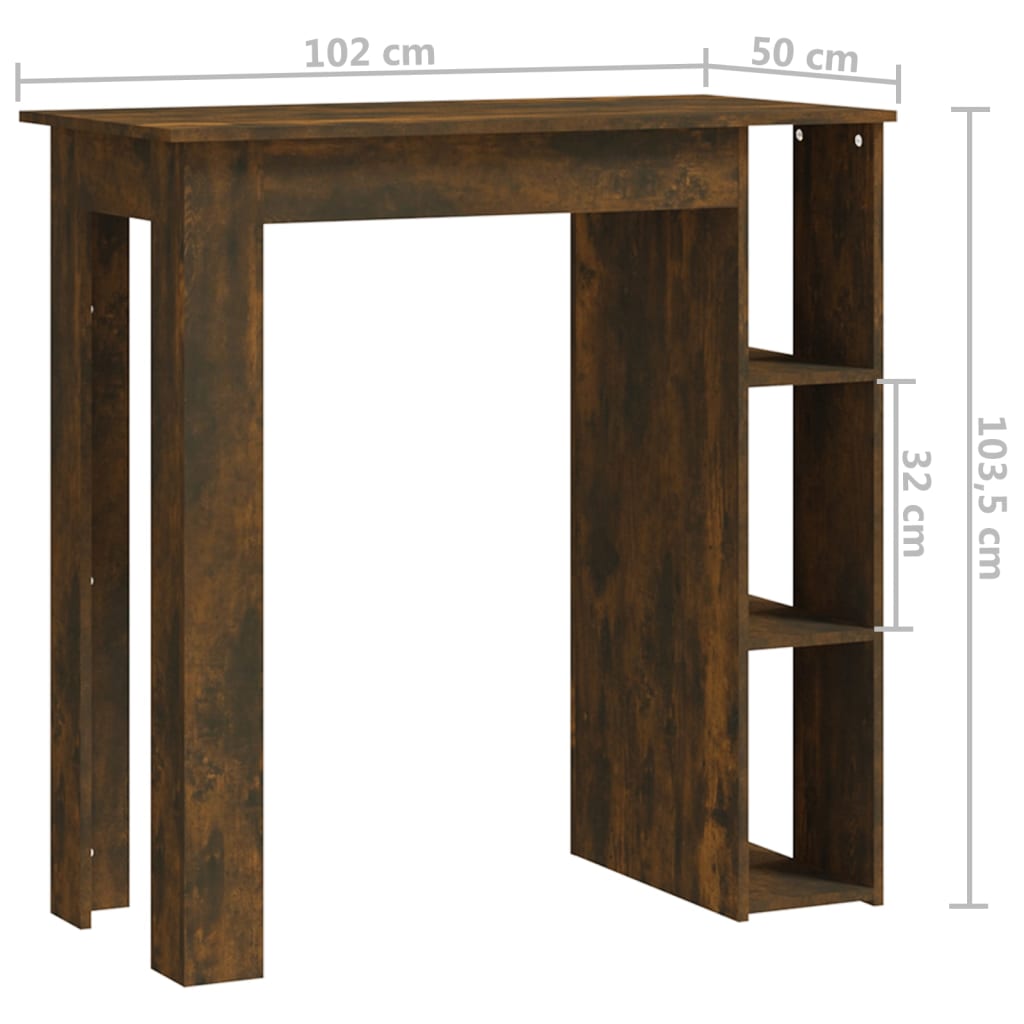 Τραπέζι Κονσόλα με Ράφι Καπνιστή Δρυς 102x50x103,5εκ Επεξ. Ξύλο - Pakobazaar