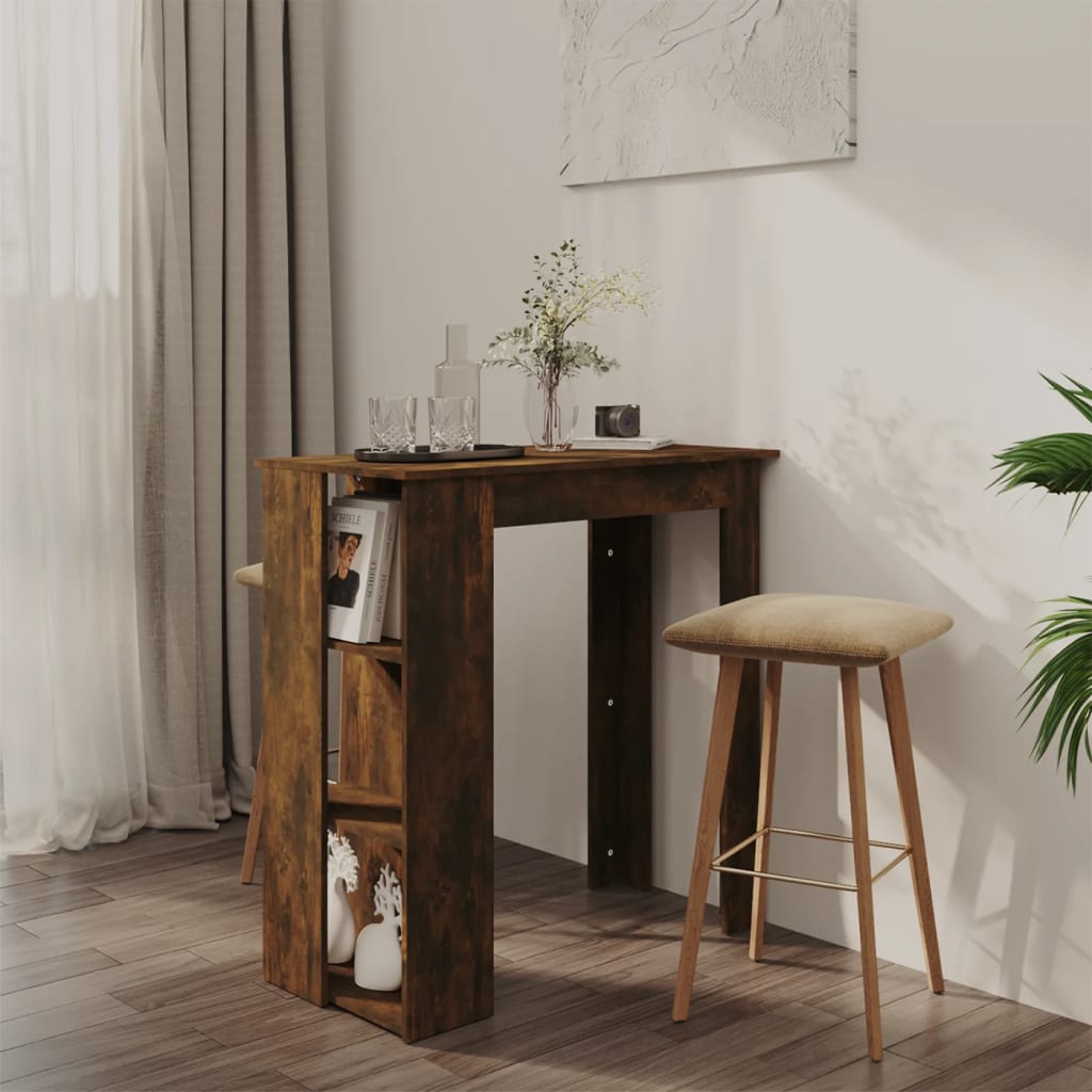 Τραπέζι Κονσόλα με Ράφι Καπνιστή Δρυς 102x50x103,5εκ Επεξ. Ξύλο - Pakobazaar