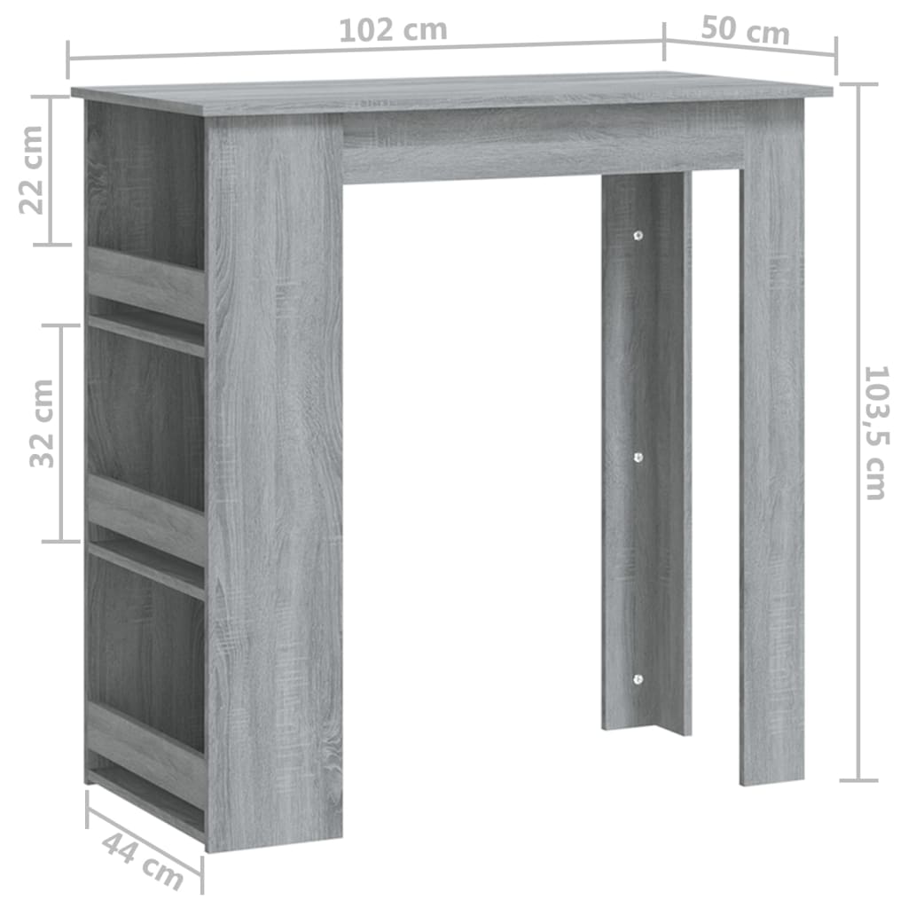 Τραπέζι Μπαρ με Ράφια Sonoma Δρυς 102x50x103,5εκ. Επεξεργ. Ξύλο
