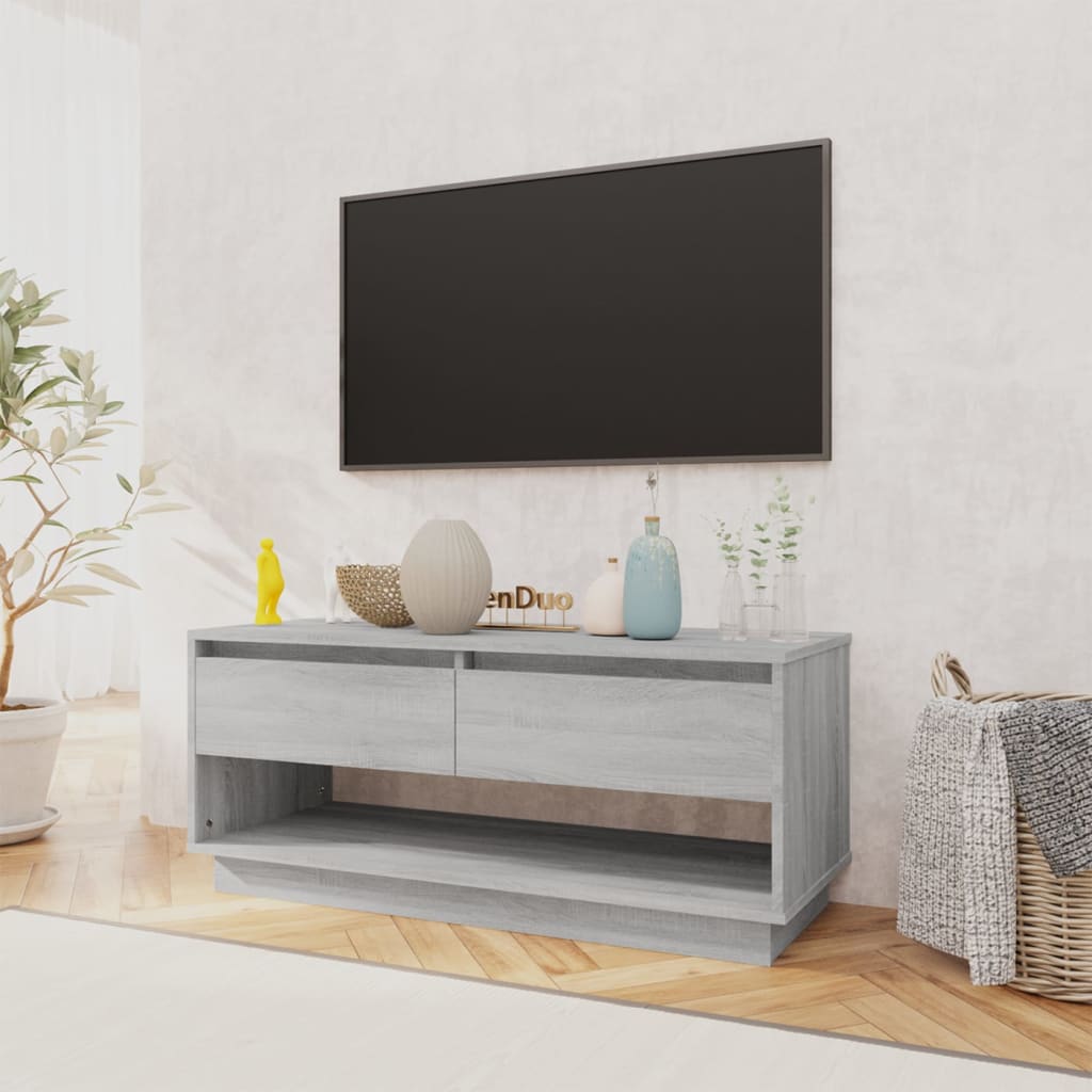 Έπιπλο Τηλεόρασης Γκρι Sonoma 102x41x44 εκ. από Επεξεργ. Ξύλο