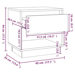 Κομοδίνο Χρώμα Γκρι Sonoma 45 x 34 x 44 εκ. από Μοριοσανίδα